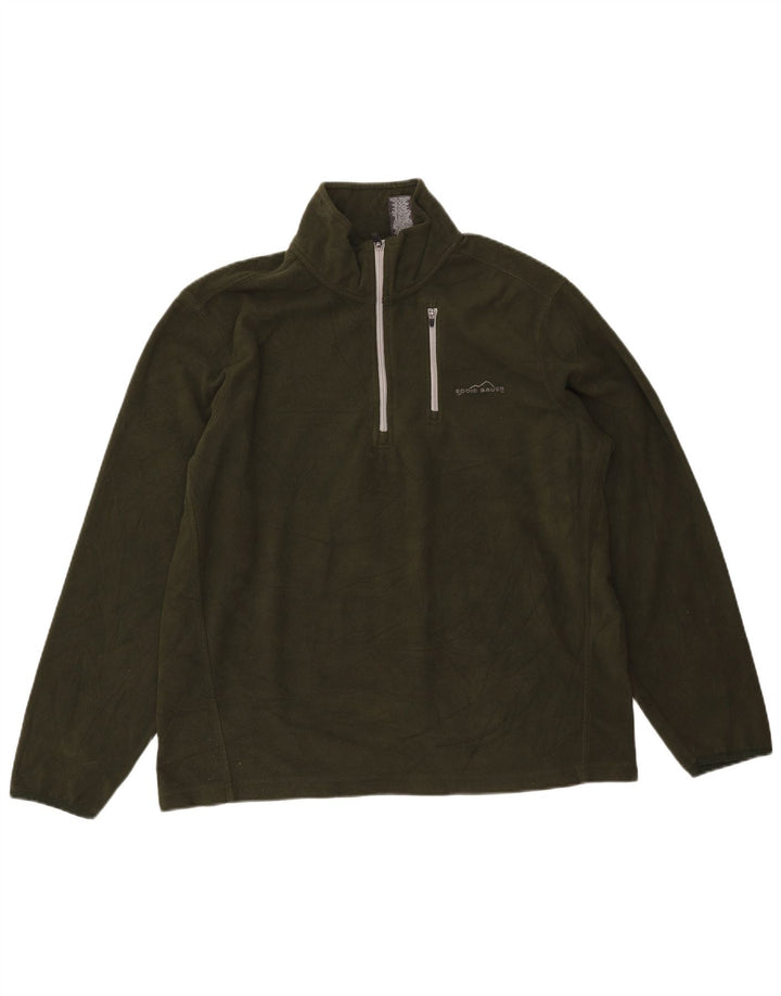 Eddie Bauer Herren-Fleecepullover mit Reißverschluss am Hals, großes grünes Polyester
