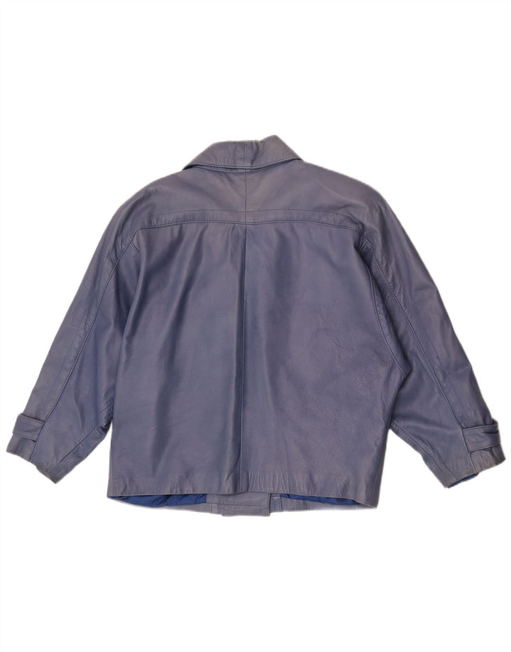 Vintage Damen Übergroße Lederjacke EU 40 Mittelblau