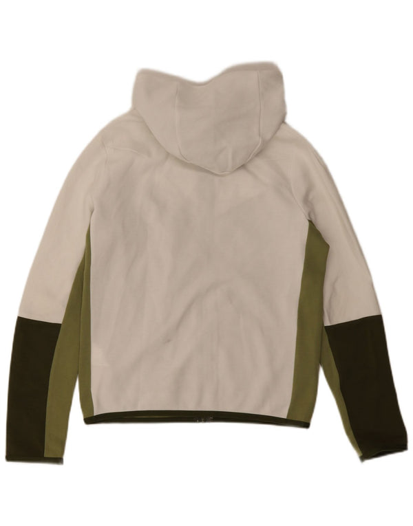 NIKE Jungen-Kapuzenpullover mit Reißverschluss, 12–13 Jahre, groß, weiße Farbblock-Baumwolle