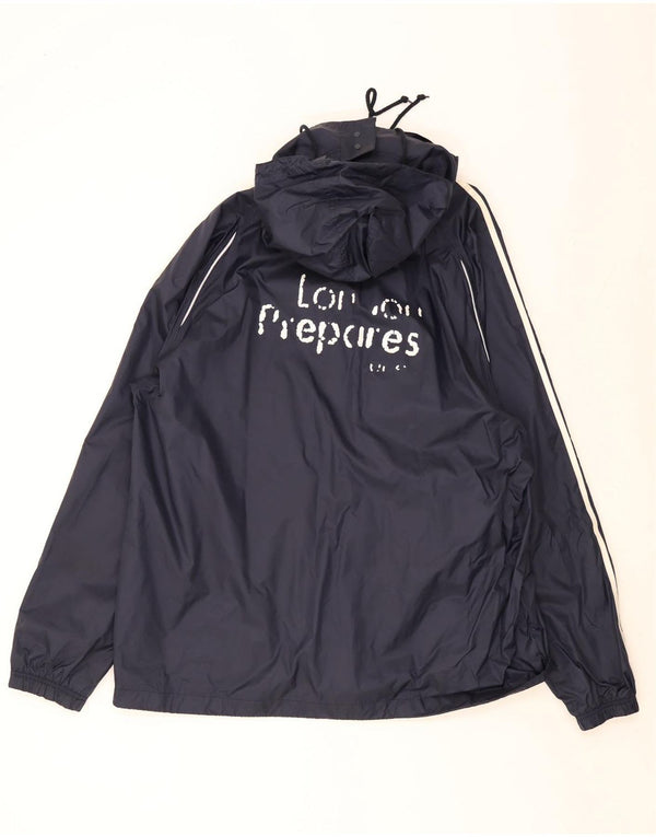Adidas Herren Graphic Hooded Rain Jacket UK 46 3XL Marineblaues Nylon