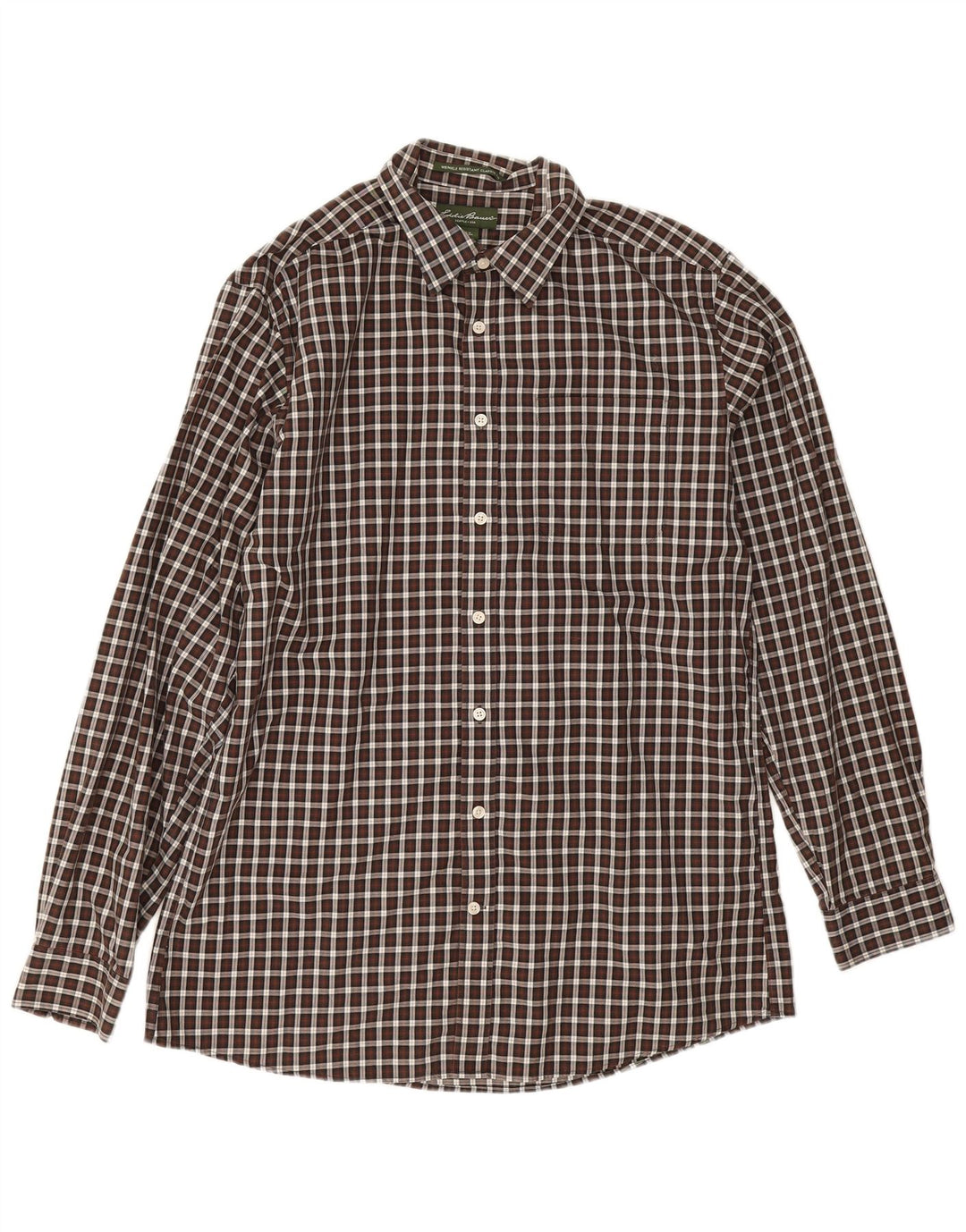 Eddie Bauer Herren-Hemd mit klassischer Passform, groß, braun, Gingham-Baumwolle