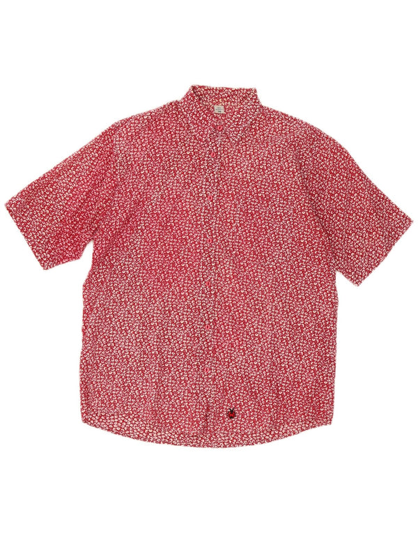 Vintage Damen Kurzarmshirt Größe 38 Mittelrot geblümte Baumwolle