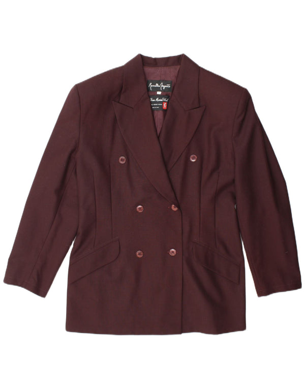ROSSELLA ARGENTO Womens Double Breasted Blazer Jacket IT 46 Large Burgundy