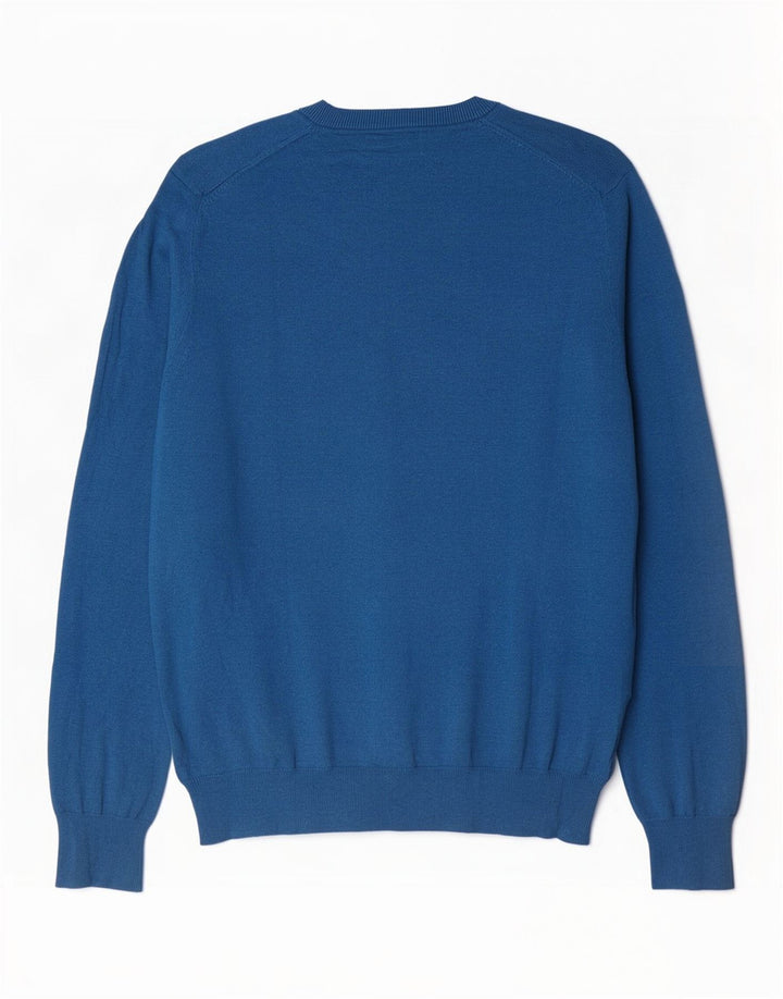 Marks & Spencer Herren-Pullover mit V-Ausschnitt, groß, aus blauer Baumwolle