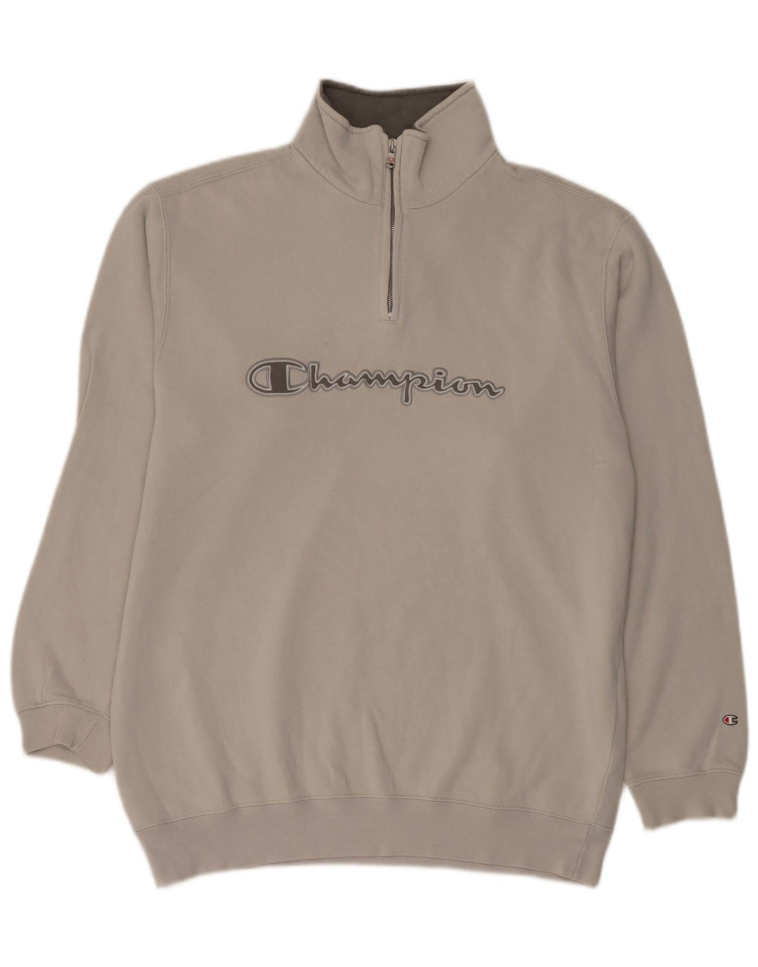 Champion Herren-Sweatshirt mit grafischem Reißverschluss, Größe L, Baumwolle, Grau