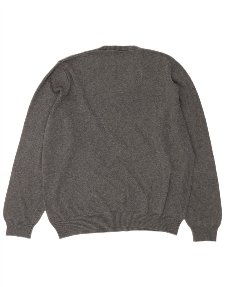 Marks & Spencer Herren-Pullover, reguläre Passform, V-Ausschnitt, groß, aus grauer Baumwolle