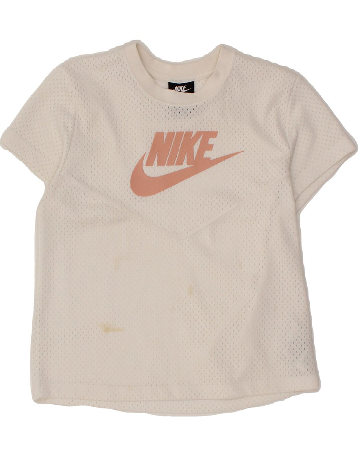 NIKE Womens Graphic T-Shirt Top UK 10 Small White Polyester Vintage Nike and Second-Hand Nike from Messina Hembry 