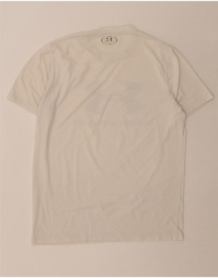 UNDER ARMOUR Mens Heat Gear Graphic T-Shirt Top Medium White Vintage Under Armour and Second-Hand Under Armour from Messina Hembry 