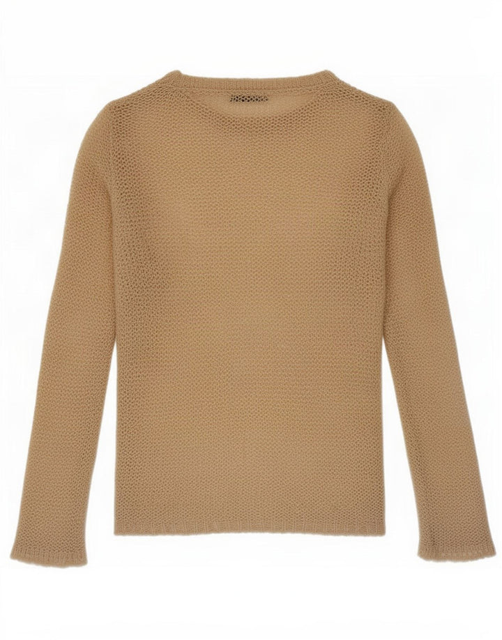 Zara Damen Durchsichtiges Top Langarm UK 10 Small Beige