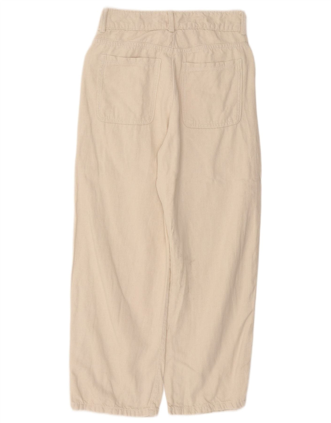 ZARA Damen Hose mit hoher Taille, lockere Passform, kurz geschnitten, EU 36, XS, W26, L25, Beige