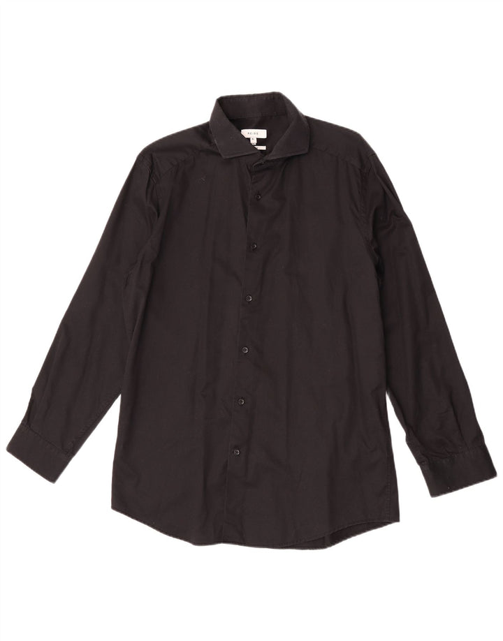 Reiss Damen Slim Fit Hemd XL Schwarz Baumwolle