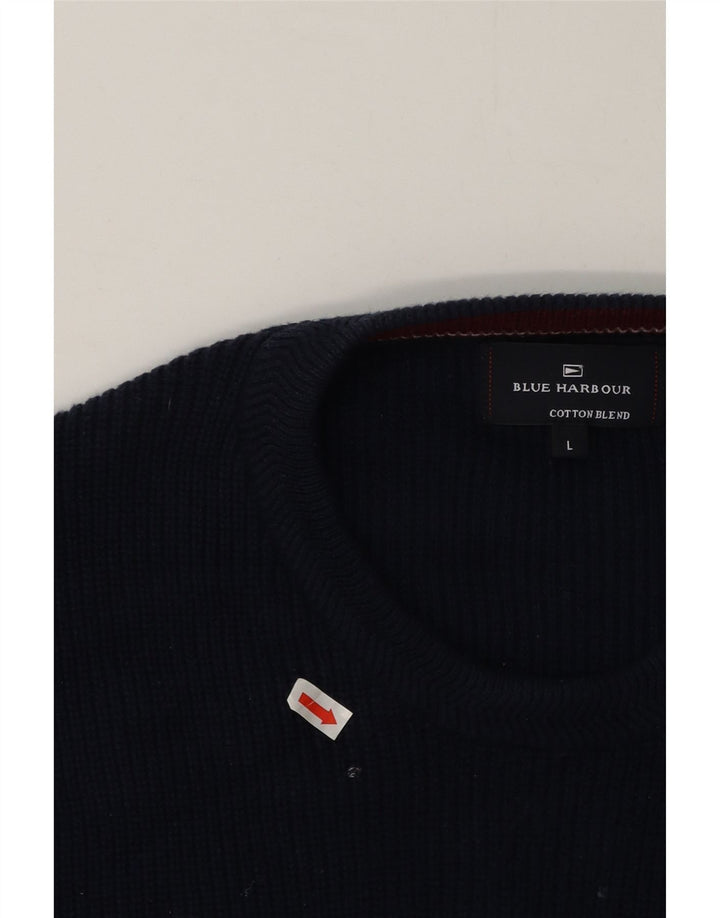 Marks & Spencer Herren Blue Harbour Pullover mit Rundhalsausschnitt, Größe L, Marineblau