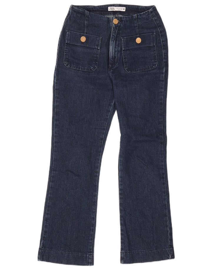 Zara Damen Bootcut Jeans EU 36 XS W26 L28 Marineblau