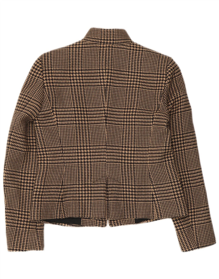 Intrend Damen-Blazer mit durchgehendem Reißverschluss, UK 12, Mittelbraun mit Hahnentrittmuster