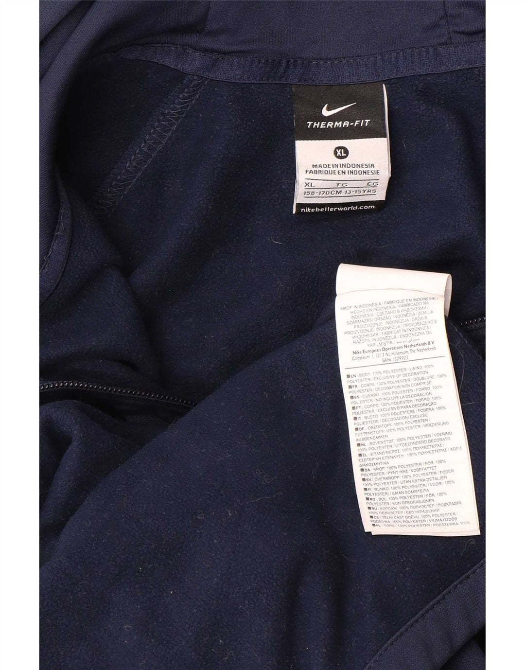 Nike Jungen-Kapuzenpullover mit Reißverschluss, 13–14 Jahre, XL, Marineblau, Polyester