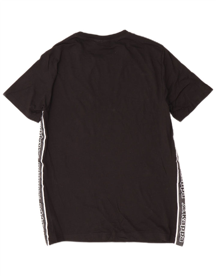 Kappa Herren-Grafik-T-Shirt-Oberteil aus mittelschwarzer Colourblock-Baumwolle
