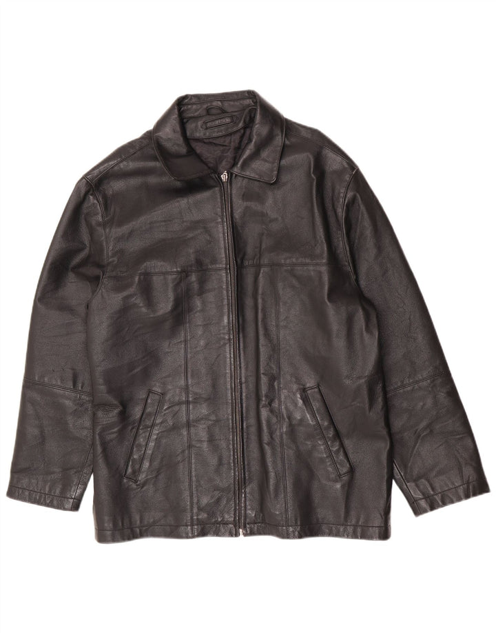 Angelo Litrico Herren Lederjacke UK 36 Small Schwarzes Leder
