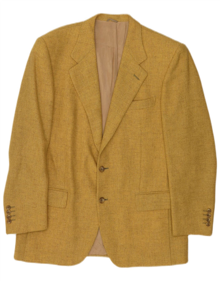 Vintage Herren 2 Knopf Blazer Jacke IT 52 XL Gelbe Wolle