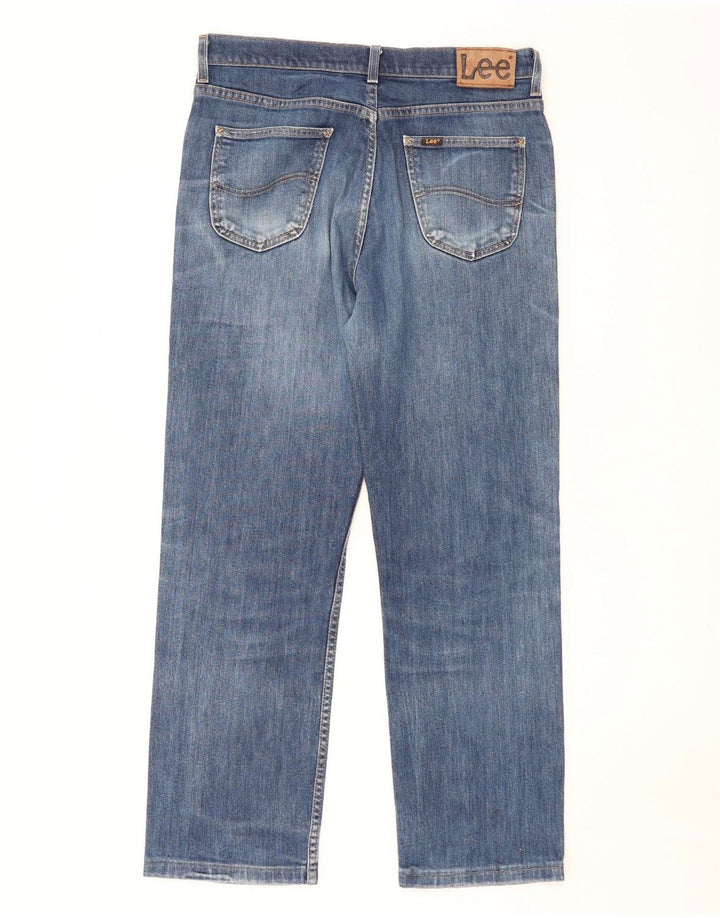 Lee Herren Straight Jeans W34 L30 Blaue Baumwolle