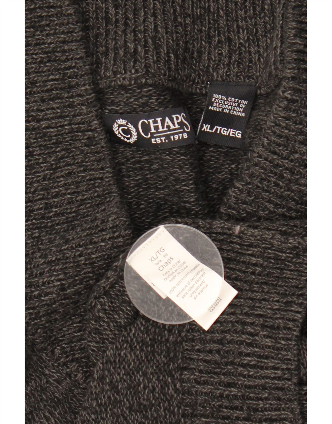 CHAPS Herren-Cardigan-Pullover XL, grau gefleckte Baumwolle