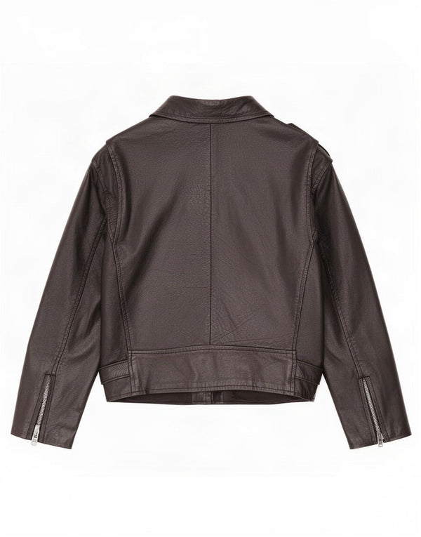 Vintage Damen Leder Bikerjacke UK 12 Medium Schwarz