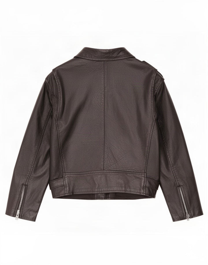 Vintage Damen Leder Bikerjacke UK 12 Medium Schwarz