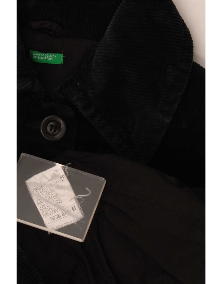Benetton Damen Cordmantel IT 40 Small Schwarz Baumwolle