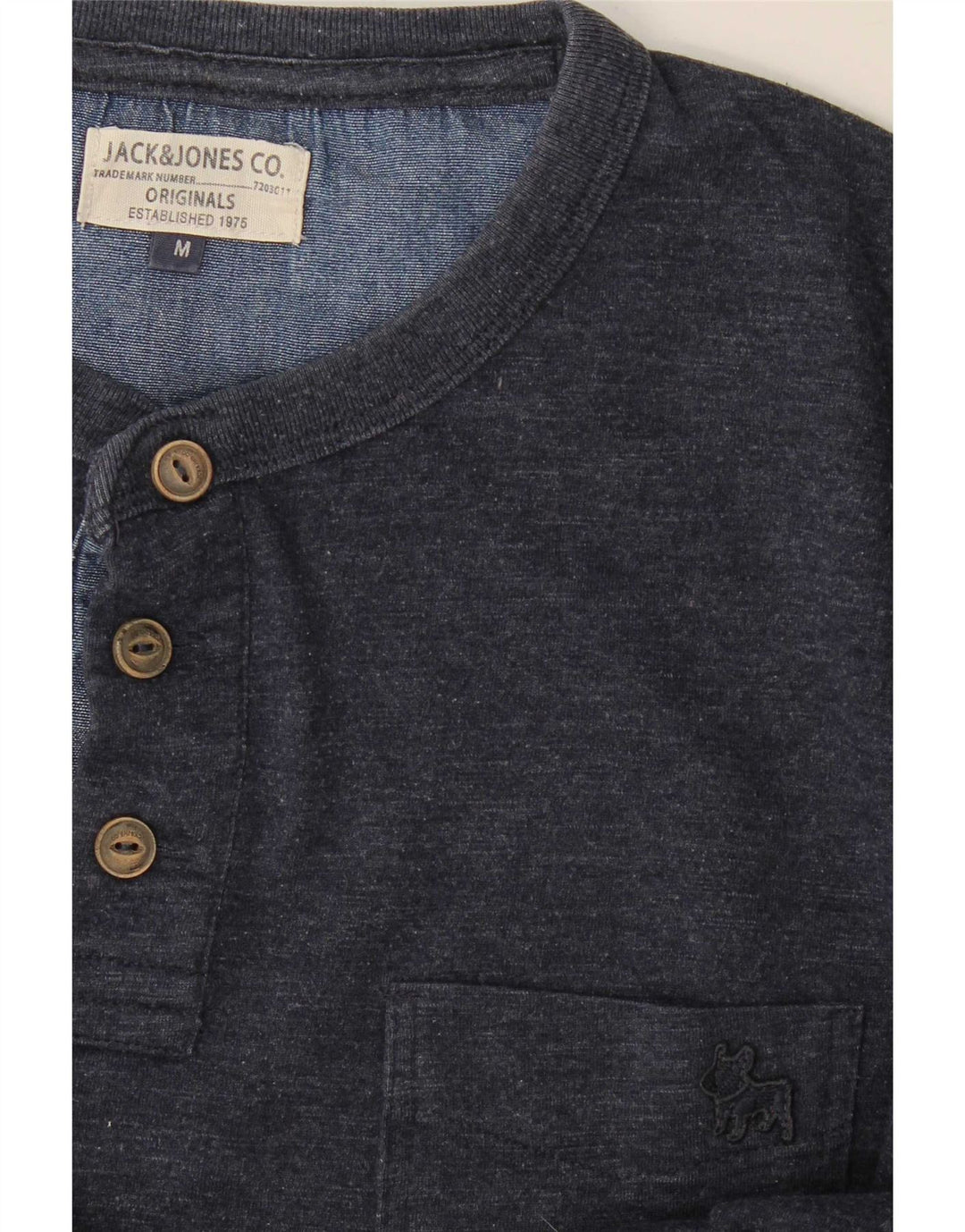 Jack & Jones Herren-Oberteil, langärmelig, mittelgroß, Marineblau meliert
