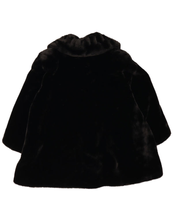 Vintage Damen Kunstpelz-Übergroßer Mantel UK 18 XL Schwarz Polyester