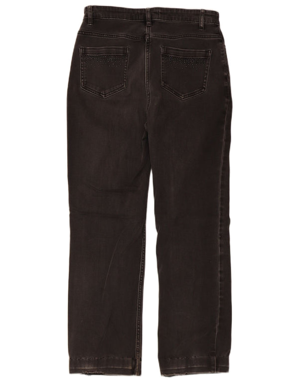 Marks & Spencer Damen Straight Jeans UK 10 Small W28 L26 Schwarze Baumwolle