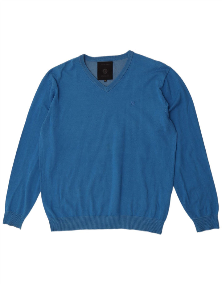 Jack & Jones Herren-Pullover mit V-Ausschnitt, 2XL, blaues Acryl