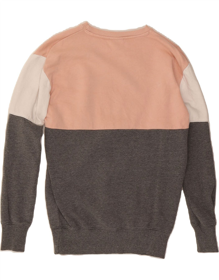 ELLESSE Womens Graphic Sweatshirt Jumper UK 8 Small  Grey Colourblock Vintage Ellesse and Second-Hand Ellesse from Messina Hembry 