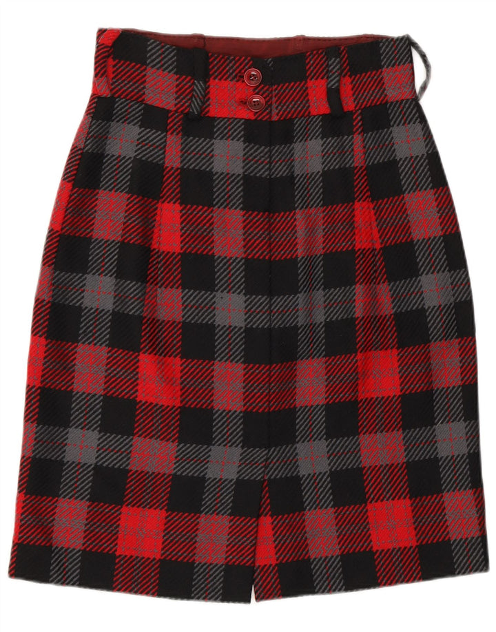 VINTAGE Womens Straight Skirt W28 Medium Red Check