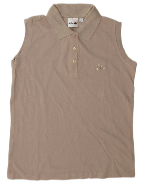 Ellesse Damen ärmelloses Poloshirt UK 18 XL Beige Baumwolle