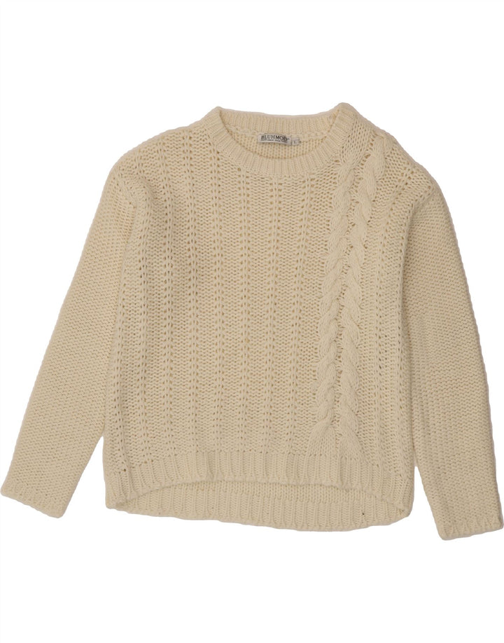 BLUHMOD Womens Crew Neck Jumper Sweater UK 16 Large White Acrylic Vintage Bluhmod and Second-Hand Bluhmod from Messina Hembry 