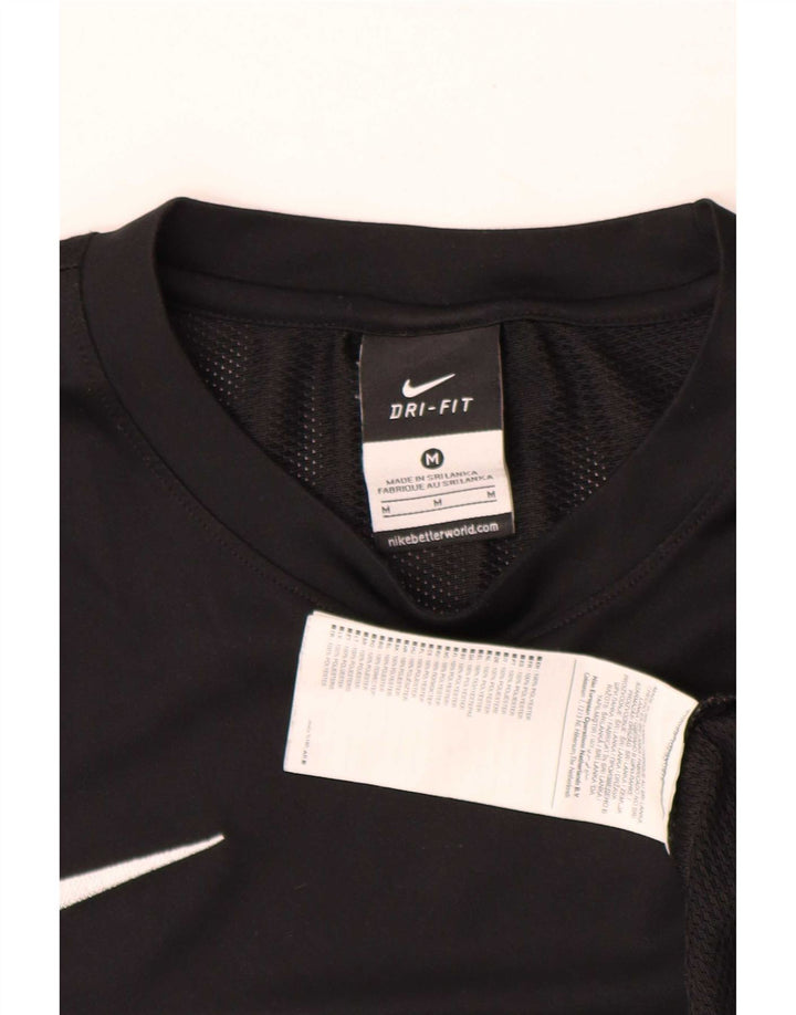 Nike Herren Dri Fit T-Shirt Top Mittelschwarzes Colourblock-Polyester