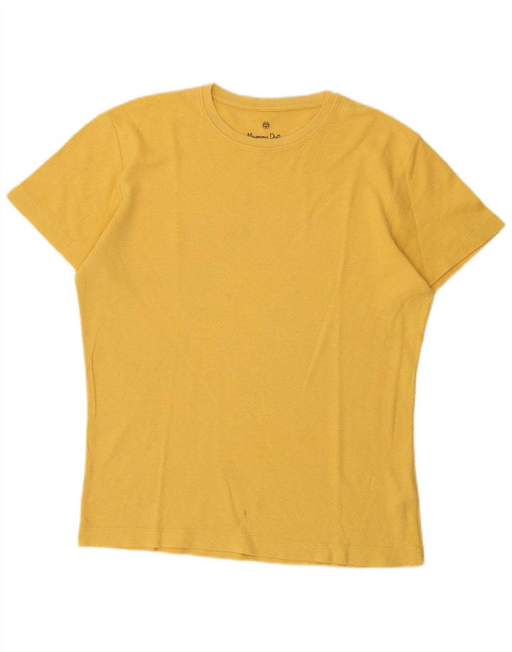 Massimo Dutti Herren-T-Shirt mit normaler Passform, mittelgelbe Baumwolle