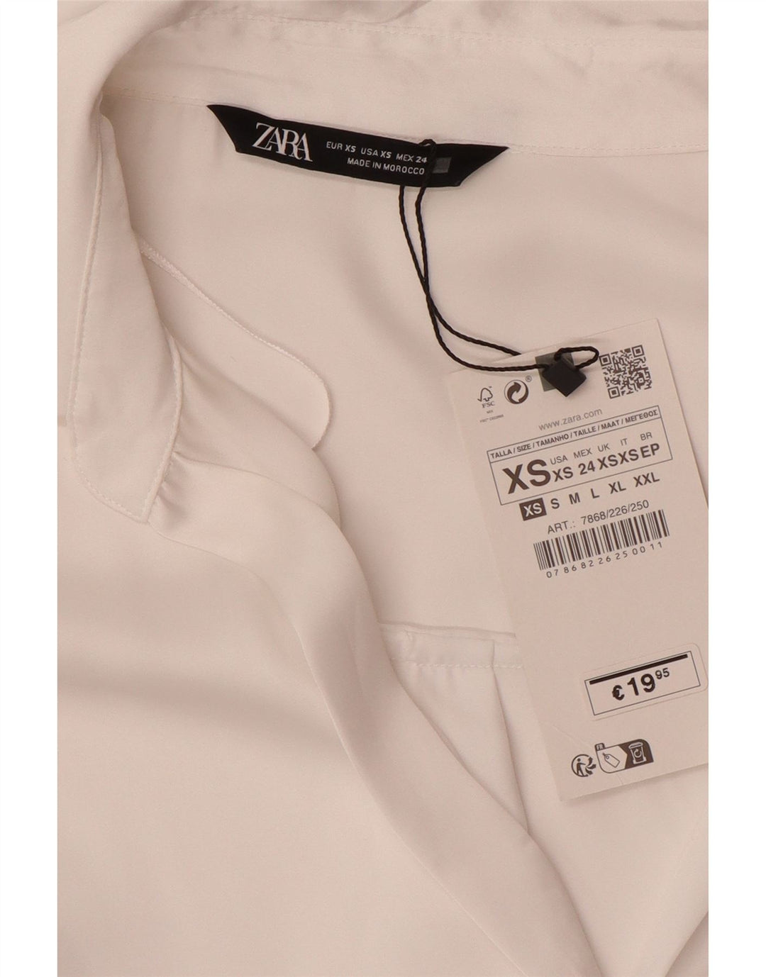 ZARA Damen Übergroßes Hemd UK 6 XS Weiß Polyester