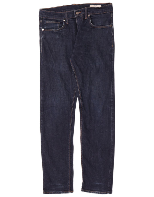 Marks & Spencer Herren Slim Jeans W32 L31 Marineblaue Baumwolle