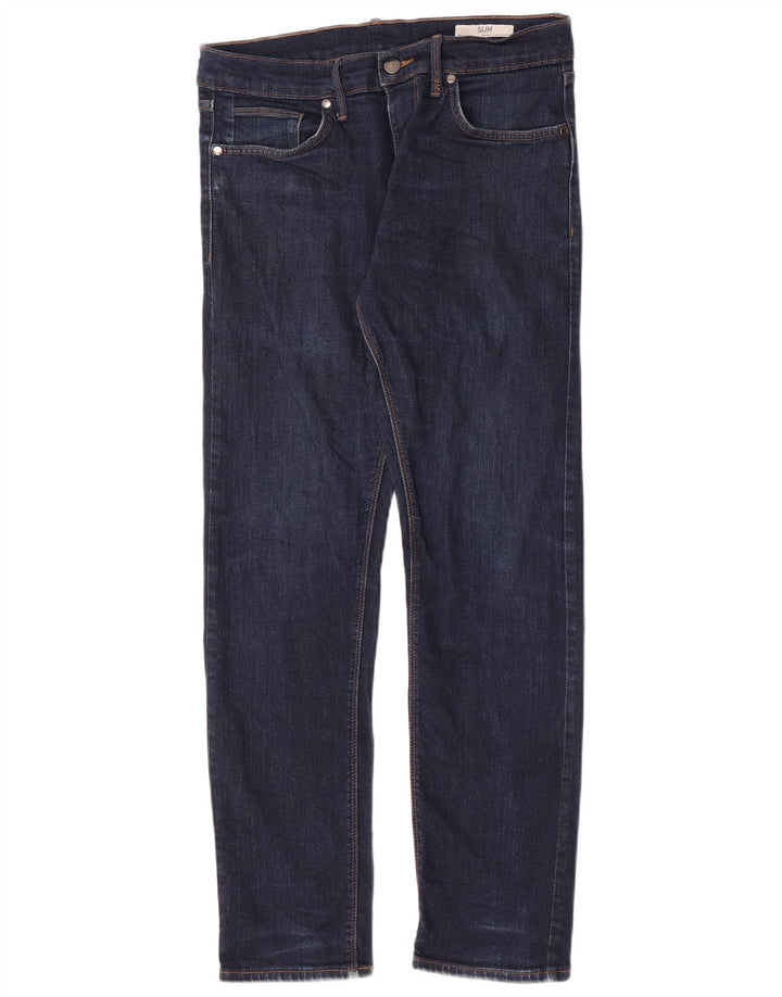 Marks & Spencer Herren Slim Jeans W32 L31 Marineblaue Baumwolle