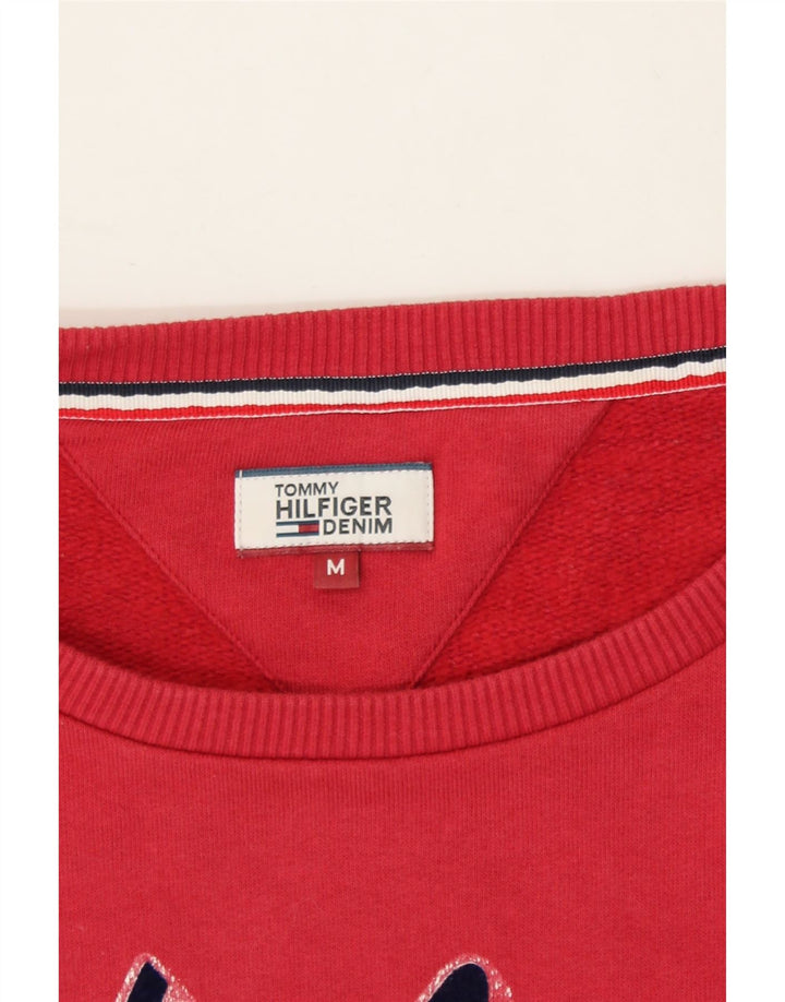 TOMMY HILFIGER Womens Graphic Sweatshirt Jumper UK 12 Medium Red Cotton Vintage Tommy Hilfiger and Second-Hand Tommy Hilfiger from Messina Hembry 