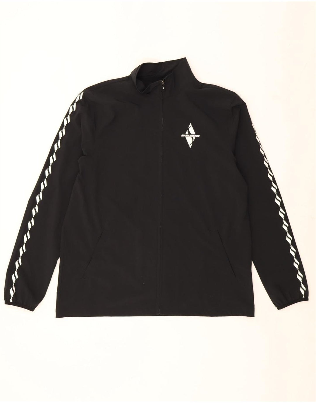 Skechers Herren-Trainingsanzug mit grafischem Oberteil, groß, aus schwarzem Polyester