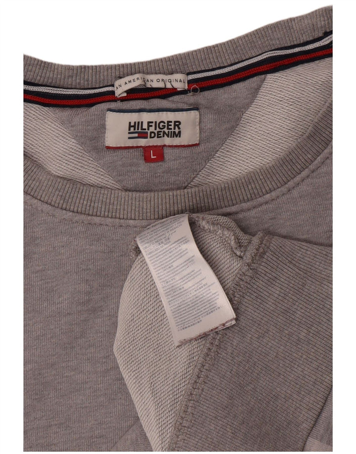 Tommy Hilfiger Herren-Sweatshirt mit Grafik, groß, graue Baumwolle