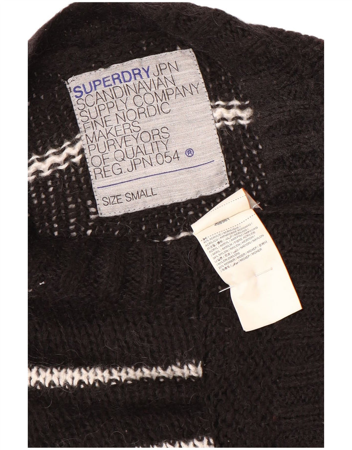 Superdry Damen-Pullover mit Rundhalsausschnitt, Gr. 10, Größe S, Schwarz, gestreift
