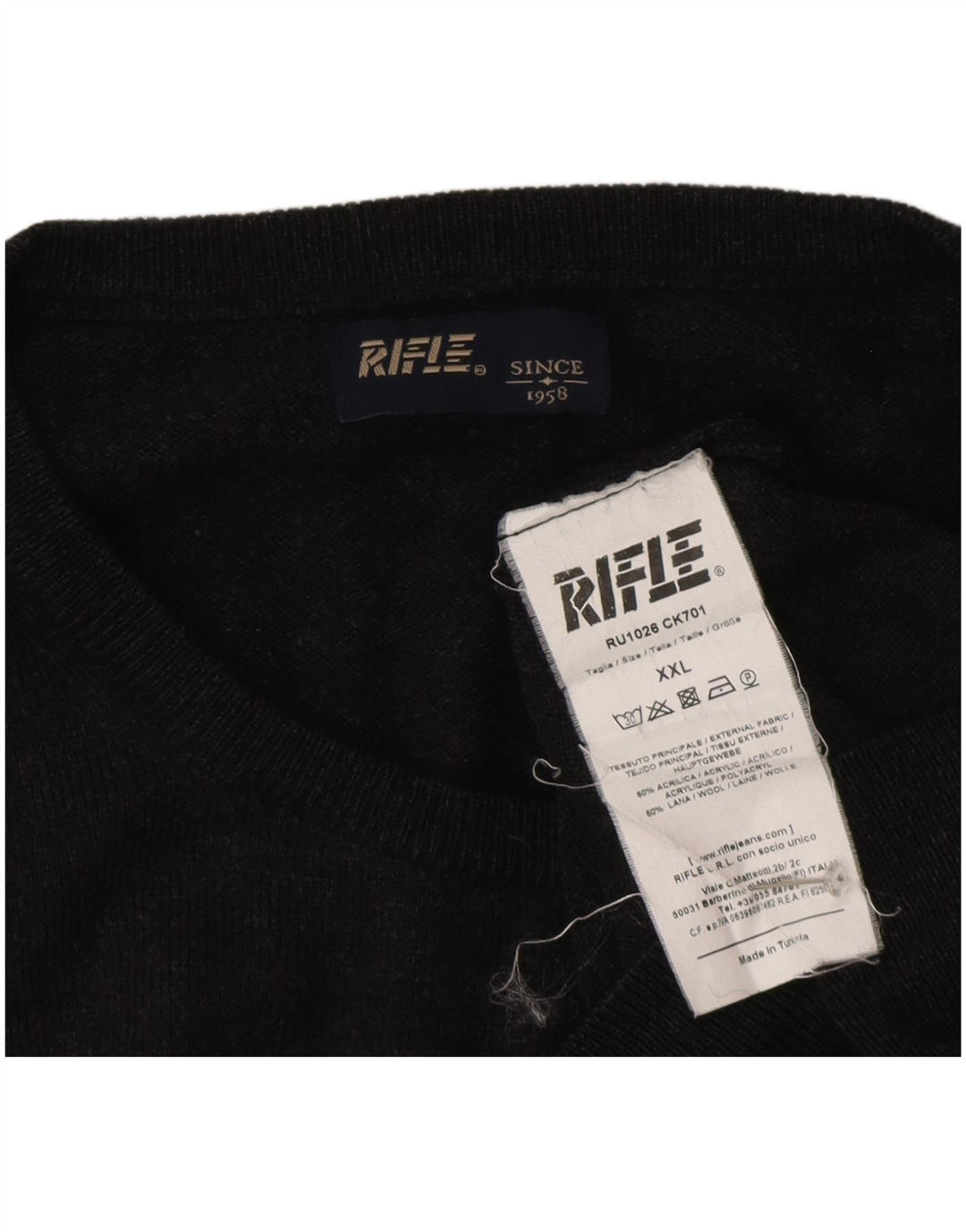 Rifle Herren-Pullover mit Rundhalsausschnitt, 2XL, graues Acryl