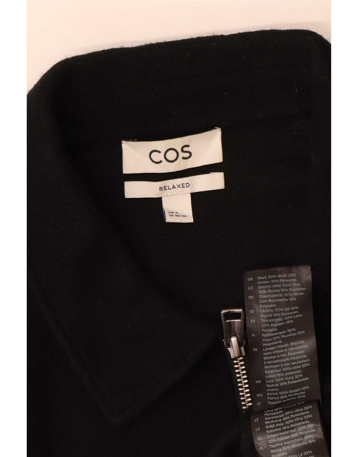 Cos Herren-Pullover, entspannter Rollkragenpullover, XL, schwarze Wolle