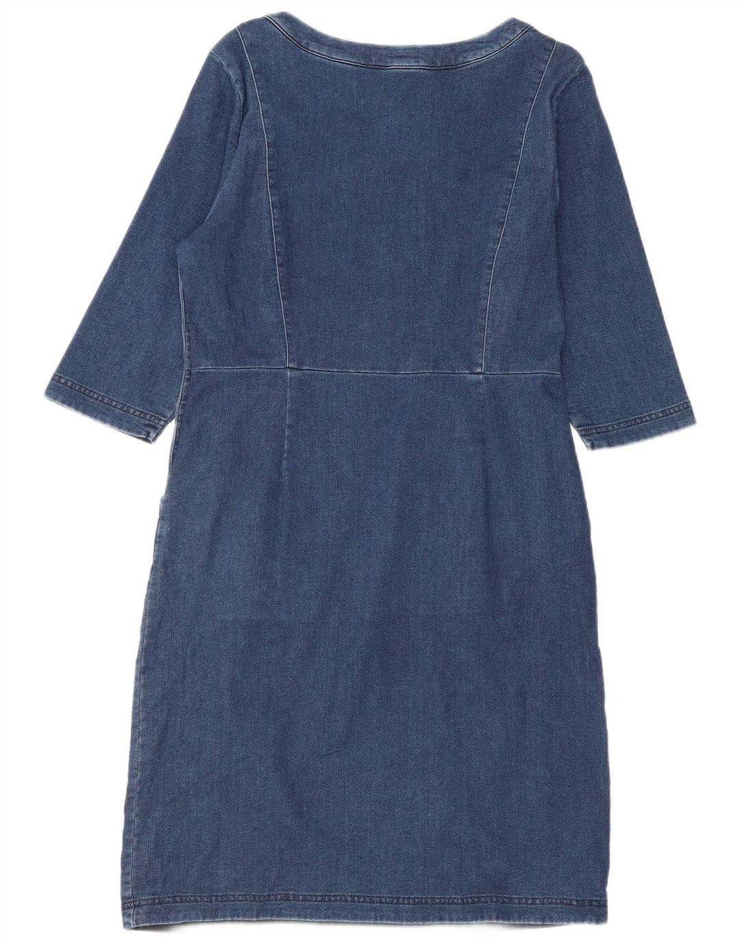 Laura Ashley Damen-Basic-Kleid mit 3/4-Ärmeln, UK-Größe 44, Größe L, Blau, Baumwolle