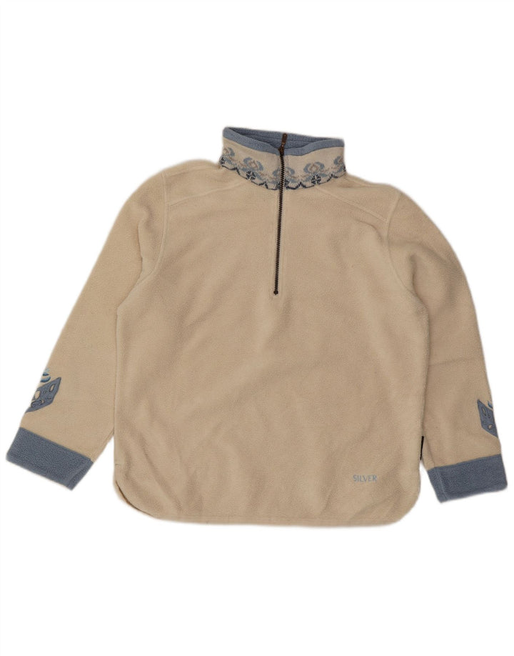 POLARTEC Damen-Fleecepullover mit Reißverschluss am Hals, UK 16, Größe L, Weiß, Polyester