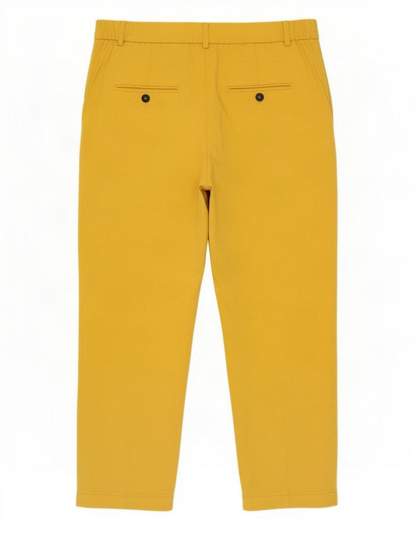 Zara Damen-Capri-Hose mit hoher Taille, Größe L, W32, L22, gelbes Lyocell
