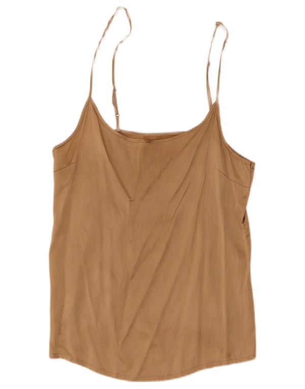 Vintage Damen Cami Top UK 8 Kleine braune Seide